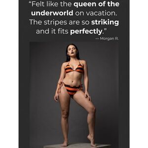 Orange and Black Striped String Bikini Sz OS